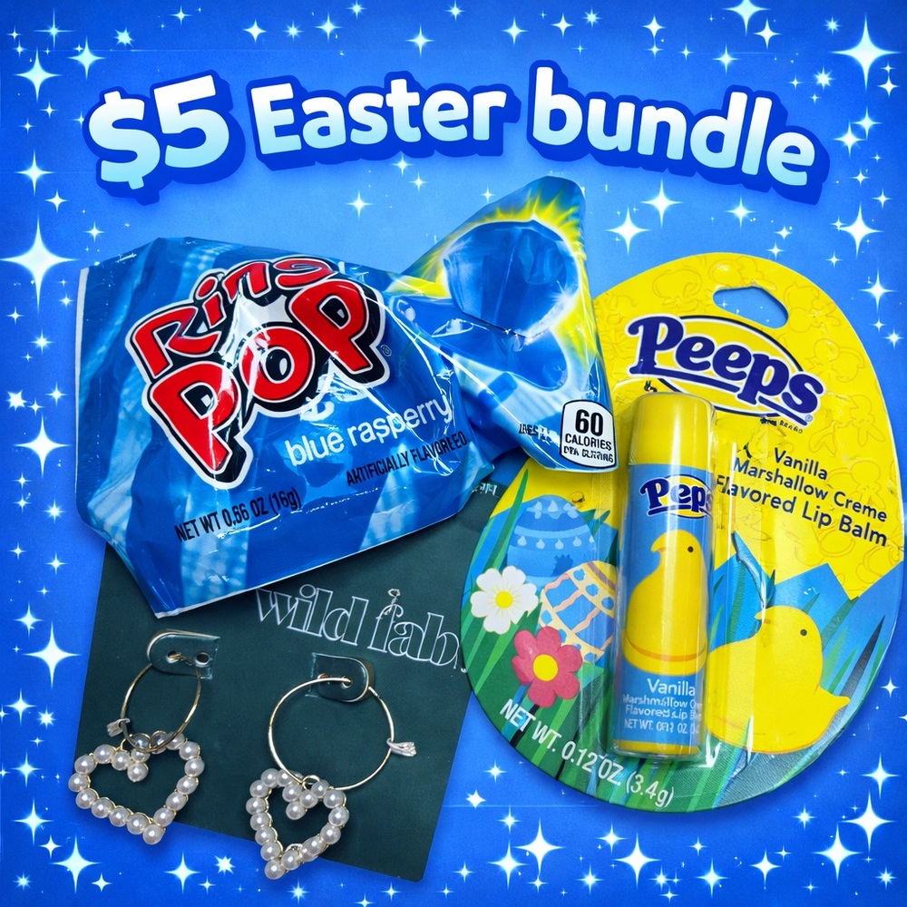 Wild Fable Pearl Heart Hoop Earrings Peeps Vanilla Chap Stick & Ring Pop